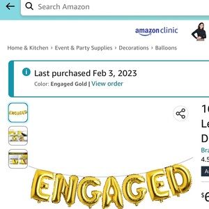 16” Gold Engaged Balloon Letters Banner